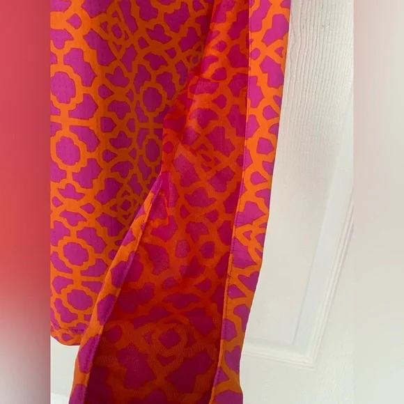 Icikuls UPF 50+ mock neck 1/4 zip top pink orange mosaic long sleeve Size Small - Picture 5 of 12